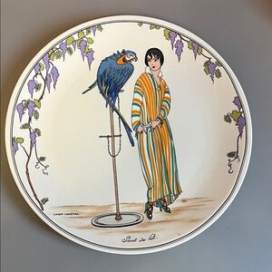 Villeroy & Boch Decorative Plate with Parrot and Woman Design